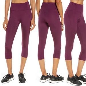 Girlfriend Collective High Waist Capri Leggings Plum Sz S 18” Inseam